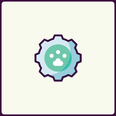 Poster - Animated mechanism with a paw print, symbolizing pet industry solutions