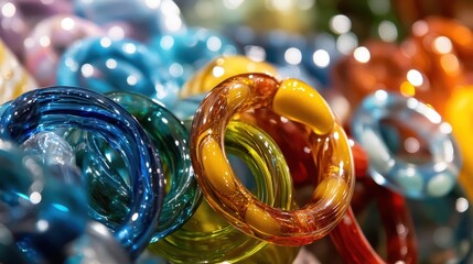 Poster - Colorful glass sculptures depicting circular shapes and artistic designs abound