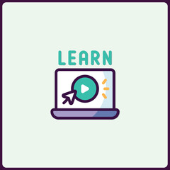 Poster - Educational Online Learning Icon Featuring a Laptop and Play Button Graphics
