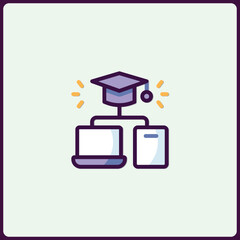 Poster - Digital education concept illustration, online training, webinar icon style