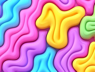 Aufkleber - Irregular Forms Vibrant Colorful Palette, Abstract Flowing Multicolored Background