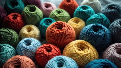 Poster - Many assorted yarns as a backdrop, overhead view