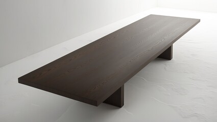 Poster - Long dark-brown table surface set against a white background.
