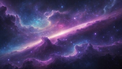 Poster - Vibrant galactic nebulae. Stardust in the cosmos, stars in a gas cloud. Marvel of the universe. Colorful cosmic backdrop.