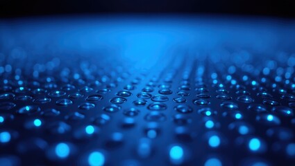 Poster - An abstract close-up of a textured pattern lit by blue light, gradually transitioning into a gradient of shadows. The image highlights depth, lighting, and repetition, providing a futuristic impres...