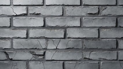 Poster - A detailed view of a textured wall designed to imitate bricks, featuring noticeable cracks and signs of deterioration. The coarse surface, aged edges, and irregular patterns emphasize the effects o...