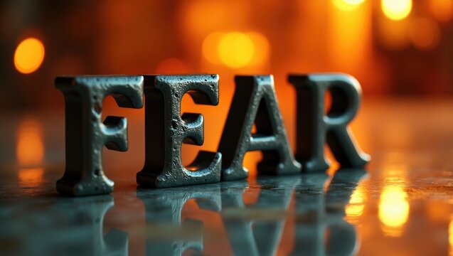 The term FEAR crafted in vintage ink-stained letterpress typography.