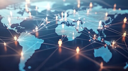 Aufkleber - A global network showing interconnected people across the world