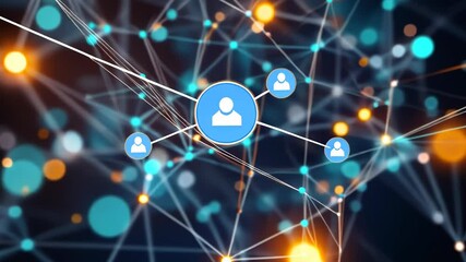 Fototapete - Explore the intricate connections of a virtual network illuminated by vibrant colors and glowing nodes Generative AI