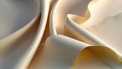 Poster - A softly curved beige paper background featuring a smooth, refined texture. The muted, neutral tones and matte finish establish a classic and elegant aesthetic. Its flowing form and delicate satin ...