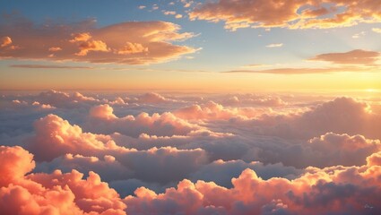 Poster - Sunrise and golden cloudy sky nature landscape panorama background