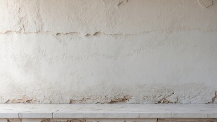 Poster - White rustic texture. Retro whitewashed surface of an aged wall. Ancient architecture. Grungy worn uneven plaster. Brighten the facade background.