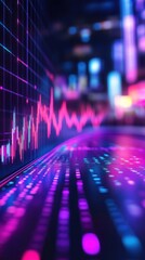 Poster - Vibrant data visualization with neon colors and blurred lights