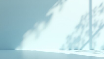 Poster - Soft sunlight streams through tree leaves, producing gentle shadows and forming an abstract design on a white backdrop.