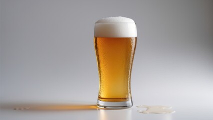 Poster - Glass of beer against a white background.