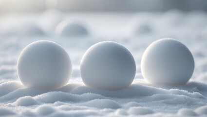 Poster - Group of snowballs on a textured background of snow. Close-up image.