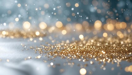Poster - glitter vintage lights backdrop. silver and gold. out of focus