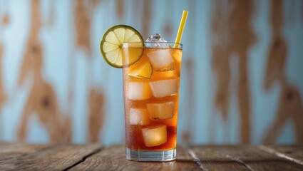 Poster - glass of iced tea with lemon slice