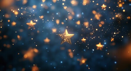 Wall Mural - golden glowing stars background