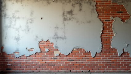 Poster - Old red brick wall with deteriorating plaster