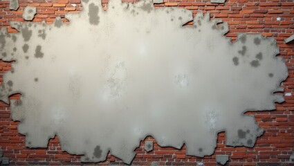 Poster - Old red brick wall featuring deteriorating plaster