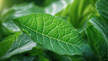 Poster - Background and texture of green leaves.