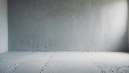 Aufkleber - Smooth plaster floor ready for painting. Gray Concrete Wall and Concrete Flooring as a Background. Vintage cement walls. Space available for text. Smooth plaster walls within the building.