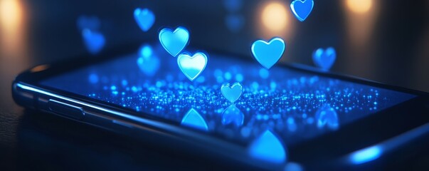 social media concept, likes on social network coming from smartphone screen