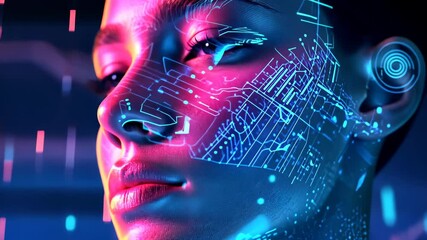 Poster - Visions of the future emerge as technology intertwines with human expression at a digital art exhibition Generative AI