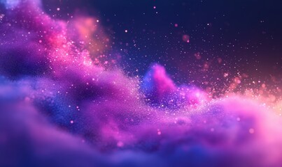 Wall Mural - Colorful nebula with purple and pink clouds, starry background.