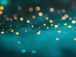 Poster - Abstract luminous bokeh effect on a vibrant blue-green gradient background