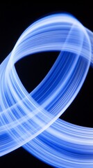 Poster - abstract motion created with luminous blue lines on a solid black background
