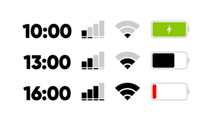 Poster - Mobile phone bar indicators. Status bar modern. Icons for mobile app and ui. Vector illustration.