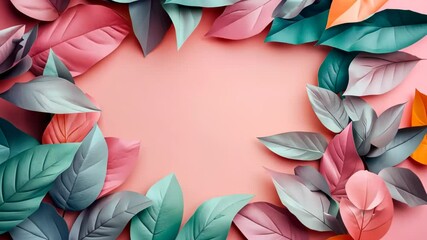Poster - Create your own vibrant paper leaf arrangement for a stunning wall display at home or in the office Generative AI