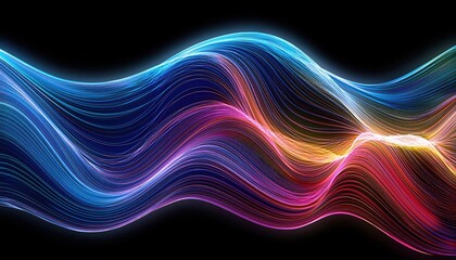 Poster - Ethereal wave of light pulsating with energy in a futuristic setting creating a mesmerizing effect