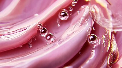 Poster - Mesmerizing details of pink waves with sparkling droplets captured in a stunning close-up Generative AI