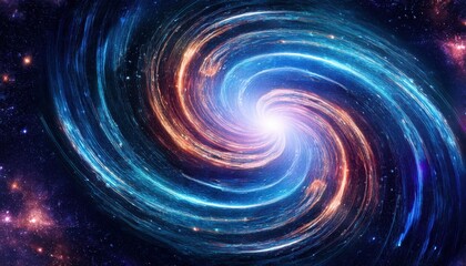 Poster - Exquisite spiral galaxy with enchanting swirls and bright stars in an expanding digital universe