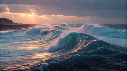 Poster - Abstract wave illustration in a seamless pattern signifying innovation driven by algorithmic design