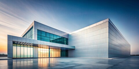 Poster - Light Gray Background Modern Architecture, Minimalist Building Exterior, Contemporary Design, Cityscape, Urban