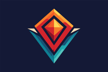 Poster - Geometric illustration featuring a vibrant diamond shape with contrasting colors set against a dark background