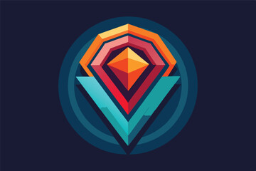 Poster - Geometric illustration featuring a vibrant diamond shape with contrasting colors set against a dark background