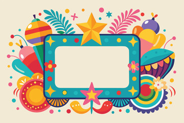 Poster - Colorful vector illustration featuring decorative flowers, balloons, and festive elements for a celebration background design