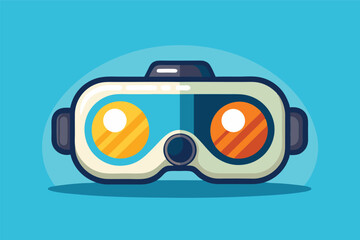 Leinwandbilder - Colorful vector illustration of a modern pair of virtual reality goggles designed for immersive gaming experiences at home or in the arcade