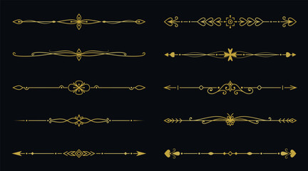 Poster - Decorative border lines of premium frame banner elements