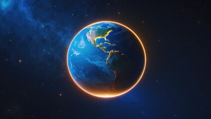 Wall Mural - Blue Earth in space. Colorful artwork. Solar system. Blue gradient. Space wallpaper.