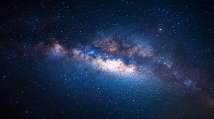 stunning blue milky way galaxy in dark night sky