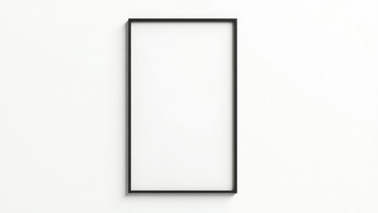 Poster - Thin black wooden picture frame border designed for modern wall display, isolated on a white background.