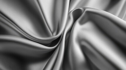 Poster - A beautiful flowing and wrinkled piece of silver fabric material