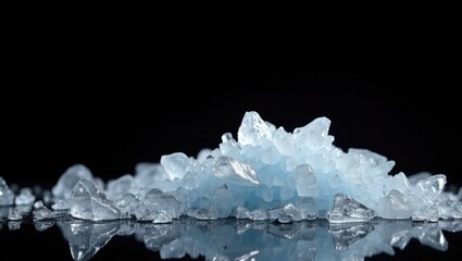 Poster - Shiny pile of crushed ice on a black background.