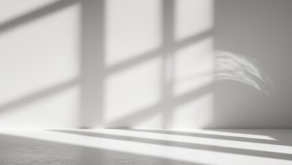 Aufkleber - Window natural shadow overlay effect on a white textured background, intended for use in product presentation, backdrop, and mockup, seasonal theme.
